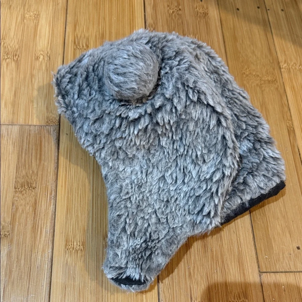 Green Dinosaur & Gray Bear Kids Winter Hats sizes S/M & 6-12 mo Plus Mittens